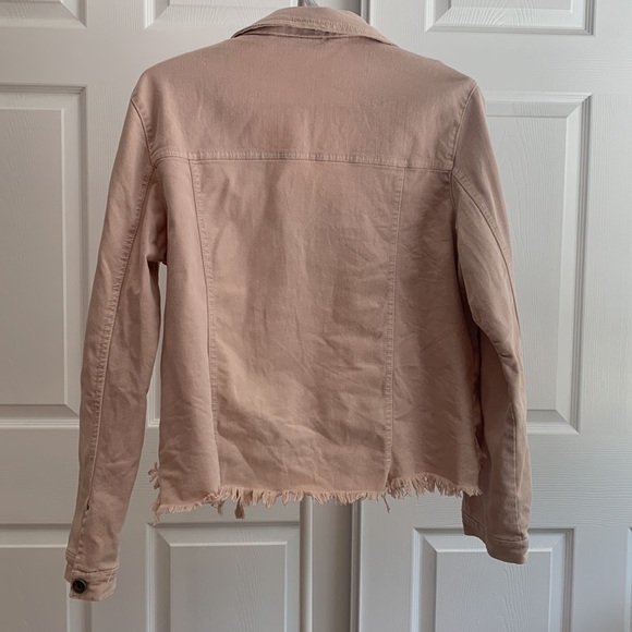 Pistache Light pink Distressed Jean Jacket - Picture 6 of 8